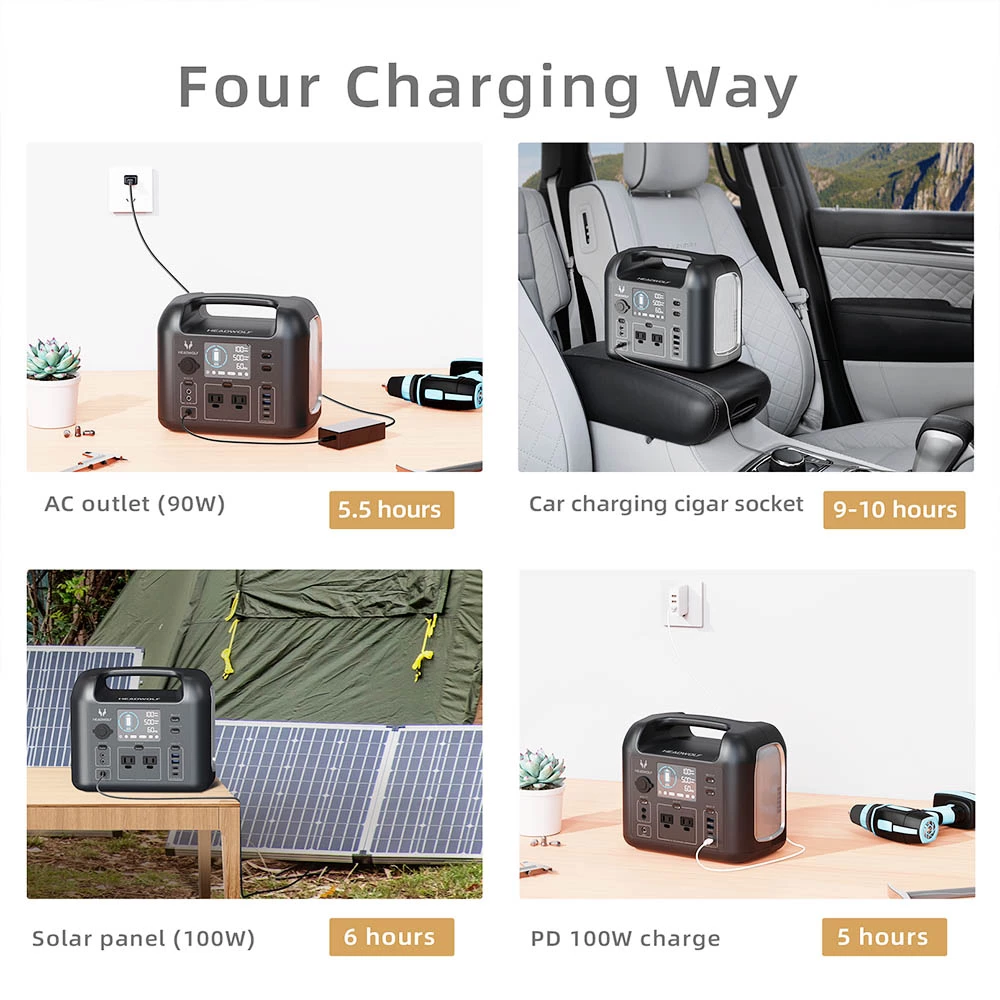 HEADWOLF D500 500Wh 162000mAh Portable Power Station for Outdoor Camping Travel Hunting RV CPAP Home Emergency 6 HEADWOLF D500 500Wh 162000mAh Portable Power Station for Outdoor Camping Travel Hunting RV CPAP Home Emergency - Image 4