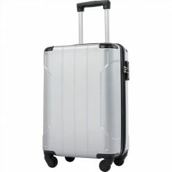 20 Inch Hardshell Luggage Spinner Suitcase with TSA Lock - Silver