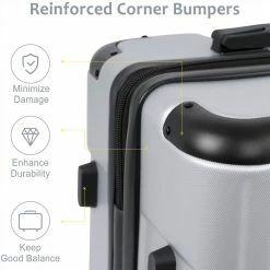 20 Inch Hardshell Luggage Spinner Suitcase with TSA Lock - Silver 10 20 Inch Hardshell Luggage Spinner Suitcase with TSA Lock - Silver -Sports Shop Hardshell Luggage Spinner Suitcase with TSA Lock Lightweight 20 500385 2