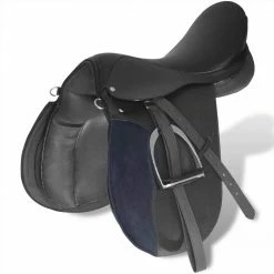 Horse Riding Saddle Set 17.5" Real Leather Black 18 cm 5-in-1 -Sports Shop Horse Riding Saddle Set 17 5 Real Leather Black 18 cm 5 in 1 489581 3