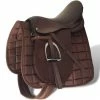 Horse Riding Saddle Set 17.5" Real Leather Brown 12 cm 5-in-1 -Sports Shop Horse Riding Saddle Set 17 5 Real Leather Brown 12 cm 5 in 1 490622 0