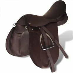 Horse Riding Saddle Set 17.5" Real Leather Brown 12 cm 5-in-1 -Sports Shop Horse Riding Saddle Set 17 5 Real Leather Brown 12 cm 5 in 1 490622 3
