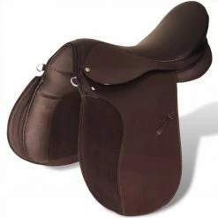 Horse Riding Saddle Set 17.5" Real Leather Brown 18 cm -Sports Shop Horse Riding Saddle Set 17 5 Real Leather Brown 18 cm 492933 4