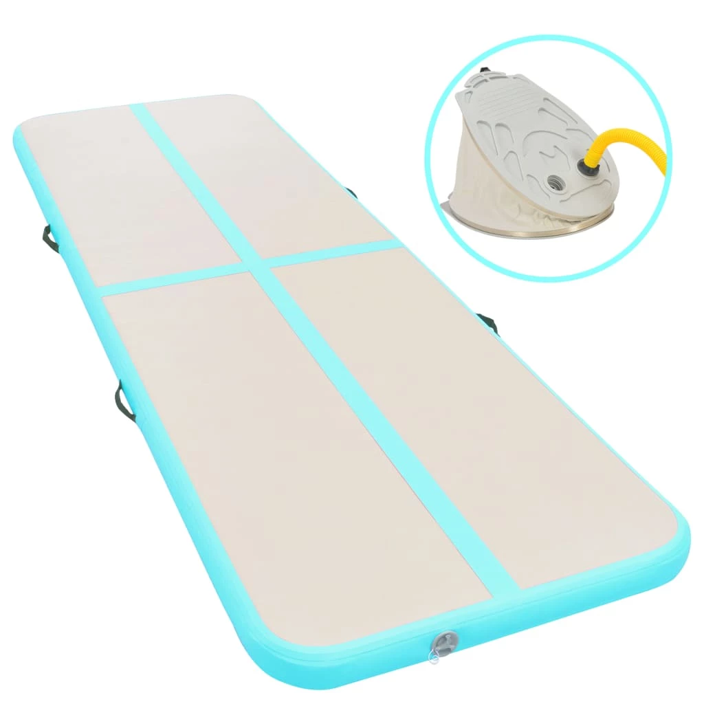 Inflatable Gymnastics Mat with Pump 400x100x10 cm PVC Green 3 Inflatable Gymnastics Mat with Pump 400x100x10 cm PVC Green