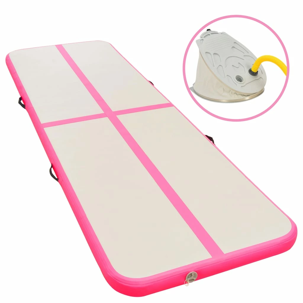 Inflatable Gymnastics Mat with Pump 400x100x10 cm PVC Pink 3 Inflatable Gymnastics Mat with Pump 400x100x10 cm PVC Pink