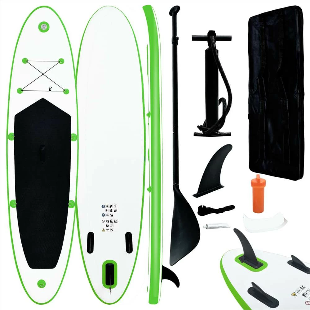 Inflatable Stand Up Paddle Board Set Green and White 3 Inflatable Stand Up Paddle Board Set Green and White