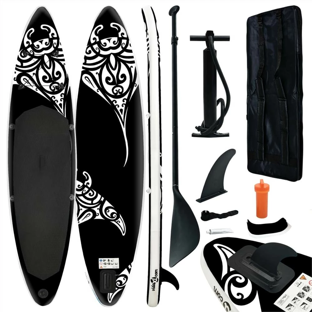 Inflatable Stand Up Paddleboard Set 305x76x15 cm Black 3 Inflatable Stand Up Paddleboard Set 305x76x15 cm Black