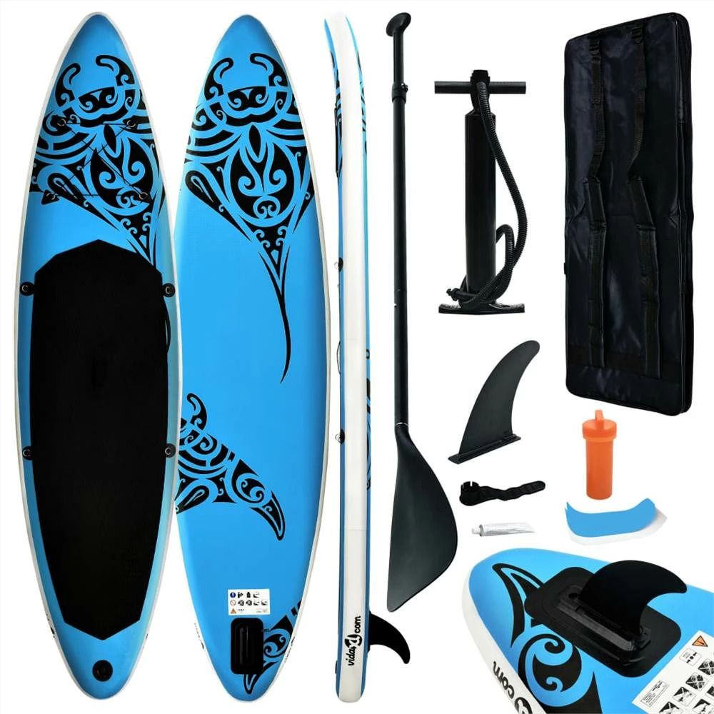 Inflatable Stand Up Paddleboard Set 320x76x15 cm Blue 3 Inflatable Stand Up Paddleboard Set 320x76x15 cm Blue