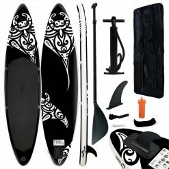 Inflatable Stand Up Paddleboard Set 366x76x15 cm Black