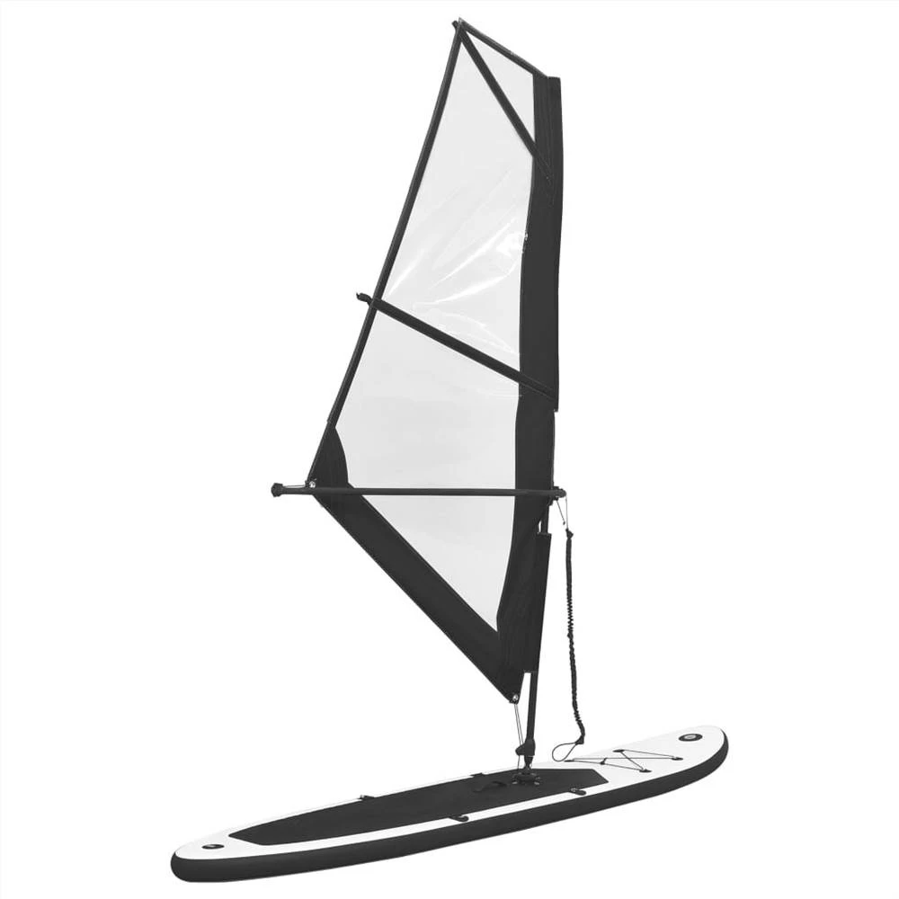 Inflatable Stand Up Paddleboard with Sail Set Black and White 4 Inflatable Stand Up Paddleboard with Sail Set Black and White - Image 2