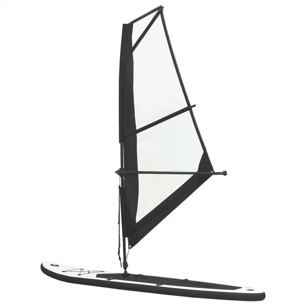 Inflatable Stand Up Paddleboard with Sail Set Black and White 6 Inflatable Stand Up Paddleboard with Sail Set Black and White - Image 4