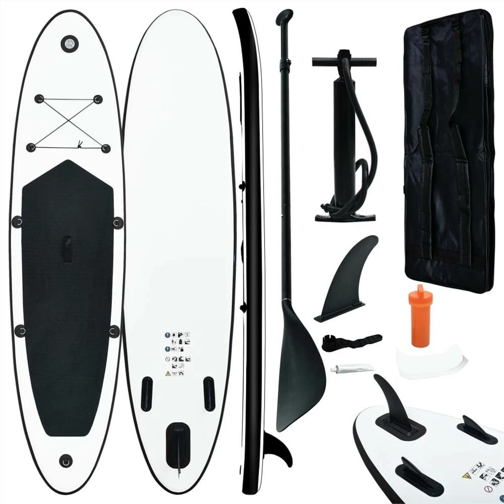 Inflatable Stand up Paddle Board Set Black and White 3 Inflatable Stand up Paddle Board Set Black and White