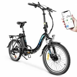 KAISDA K7 Folding Electric Moped Bike 20*1.95 Inch Tire 350W Motor 25-28Km/h Max Speed Mountain Bicycle SHIMANO 21-Speed APP Control - Black