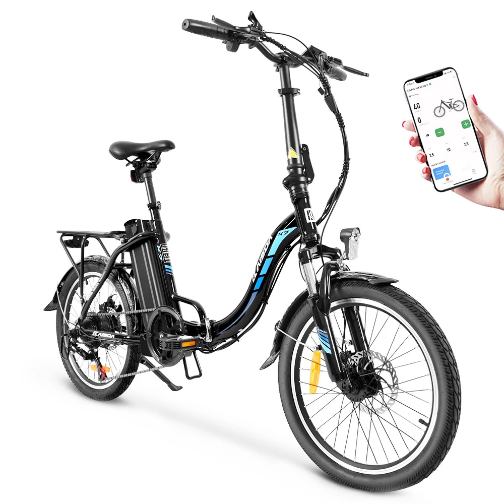 KAISDA K7 Folding Electric Moped Bike 20*1.95 Inch Tire 350W Motor 25-28Km/h Max Speed Mountain Bicycle SHIMANO 21-Speed APP Control - Black 3 KAISDA K7 Folding Electric Moped Bike 20*1.95 Inch Tire 350W Motor 25-28Km/h Max Speed Mountain Bicycle SHIMANO 21-Speed APP Control - Black