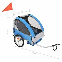 Kids' Bicycle Trailer Grey and Blue 30 kg -Sports Shop Kids Bicycle Trailer Grey and Blue 30 kg 428519 5