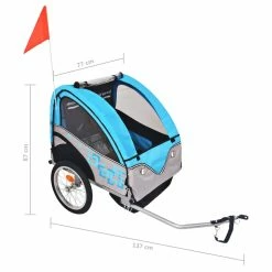 Kids' Bicycle Trailer Grey and Blue 30 kg -Sports Shop Kids Bicycle Trailer Grey and Blue 30 kg 432628 5