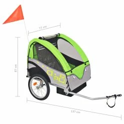 Kids' Bicycle Trailer Grey and Green 30 kg -Sports Shop Kids Bicycle Trailer Grey and Green 30 kg 432993 5