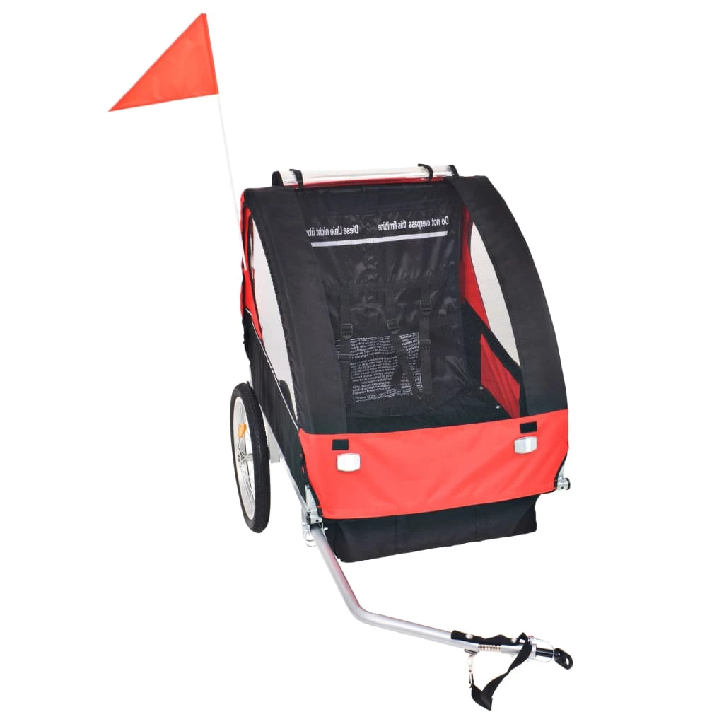 Kids' Bicycle Trailer Red and Black 30 kg 4 Kids' Bicycle Trailer Red and Black 30 kg - Image 2
