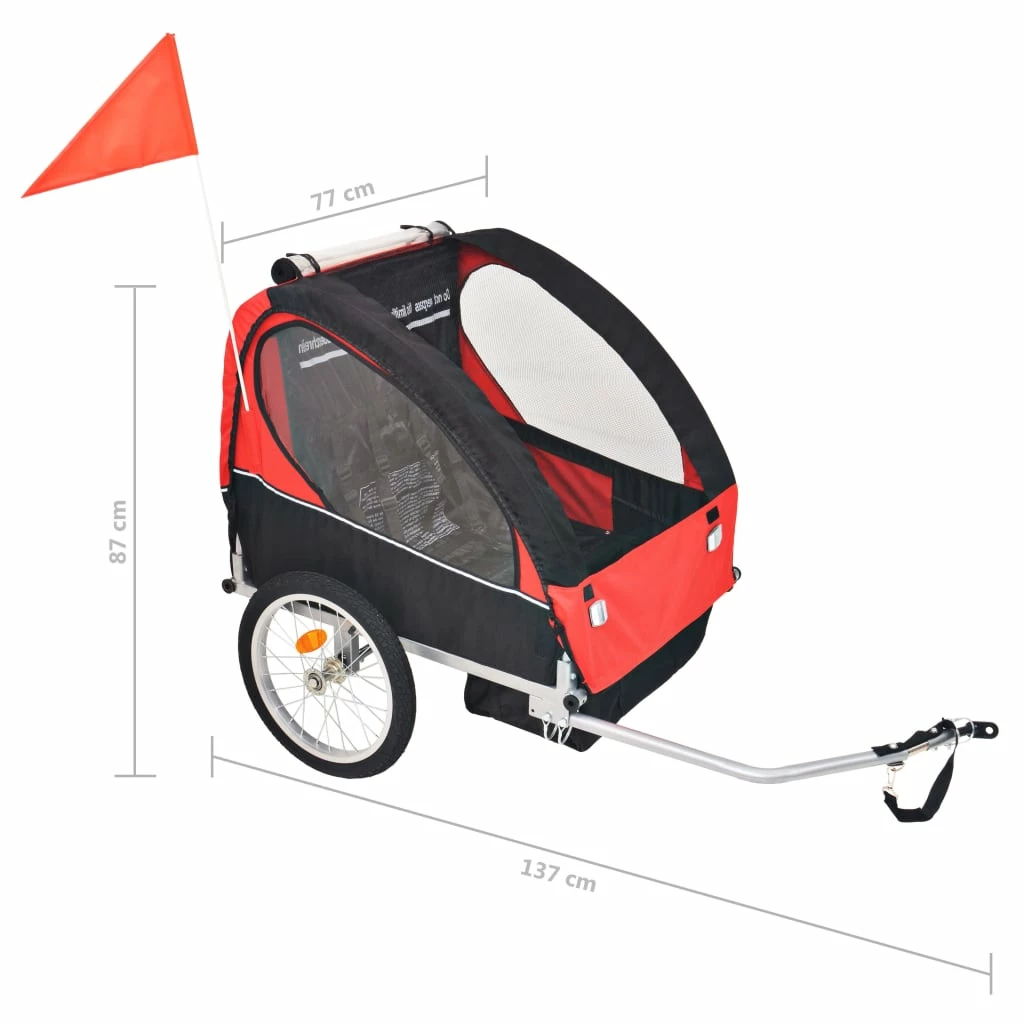 Kids' Bicycle Trailer Red and Black 30 kg 8 Kids' Bicycle Trailer Red and Black 30 kg - Image 6