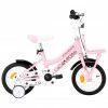 Kids Bike with Front Carrier 12 inch White and Pink