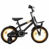 Kids Bike with Front Carrier 14 inch Black and Orange