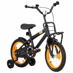 Kids Bike with Front Carrier 14 inch Black and Orange -Sports Shop Kids Bike with Front Carrier 14 inch Black and Orange 490219 1