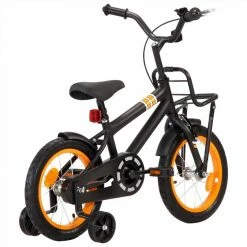 Kids Bike with Front Carrier 14 inch Black and Orange -Sports Shop Kids Bike with Front Carrier 14 inch Black and Orange 490219 2