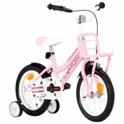 Kids Bike with Front Carrier 14 inch White and Pink -Sports Shop Kids Bike with Front Carrier 14 inch White and Pink 427214 1