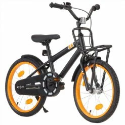 Kids Bike with Front Carrier 18 inch Black and Orange -Sports Shop Kids Bike with Front Carrier 18 inch Black and Orange 490220 2