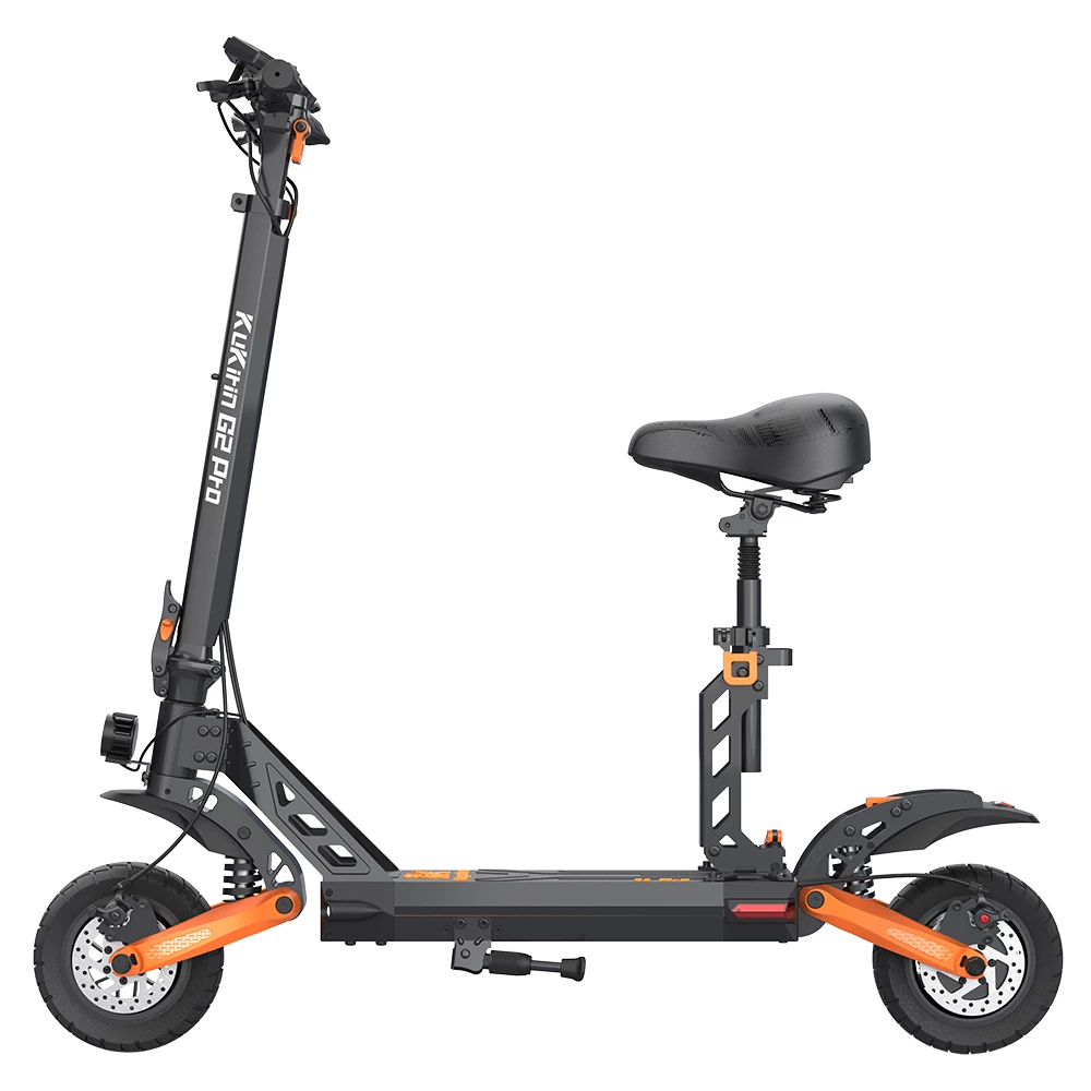 KuKirin G2 PRO Adventurers Dream Folding Electric Scooter 9 Inch Pneumatic Tire 600W Brushless Motor 48V 15AH Battery Max Speed 45km/h Max Range 55KM HD LCD Display Dual Disc Brake Led Light with Seat - Black 4 KuKirin G2 PRO Adventurers Dream Folding Electric Scooter 9 Inch Pneumatic Tire 600W Brushless Motor 48V 15AH Battery Max Speed 45km/h Max Range 55KM HD LCD Display Dual Disc Brake Led Light with Seat - Black - Image 2