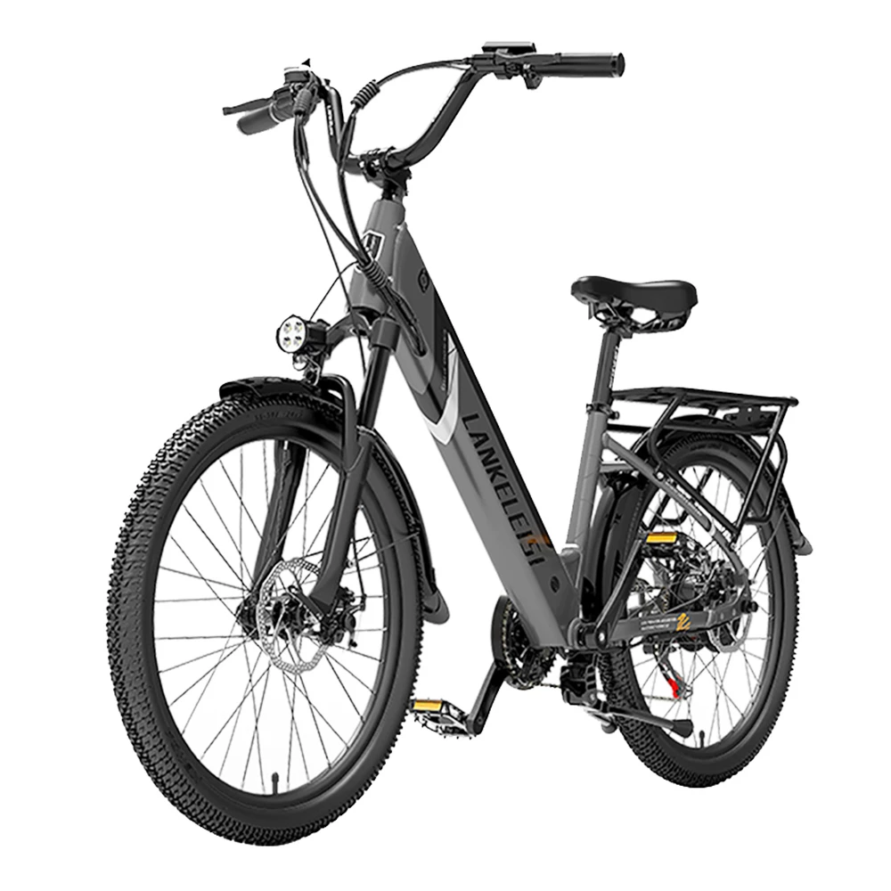 LANKELEISI ES500PRO Electric Bike 500W Motor 48V 16Ah Battery 24'' Tire 32km/h Max Speed Shimano 7 Speed Gear - Grey 4 LANKELEISI ES500PRO Electric Bike 500W Motor 48V 16Ah Battery 24'' Tire 32km/h Max Speed Shimano 7 Speed Gear - Grey - Image 2