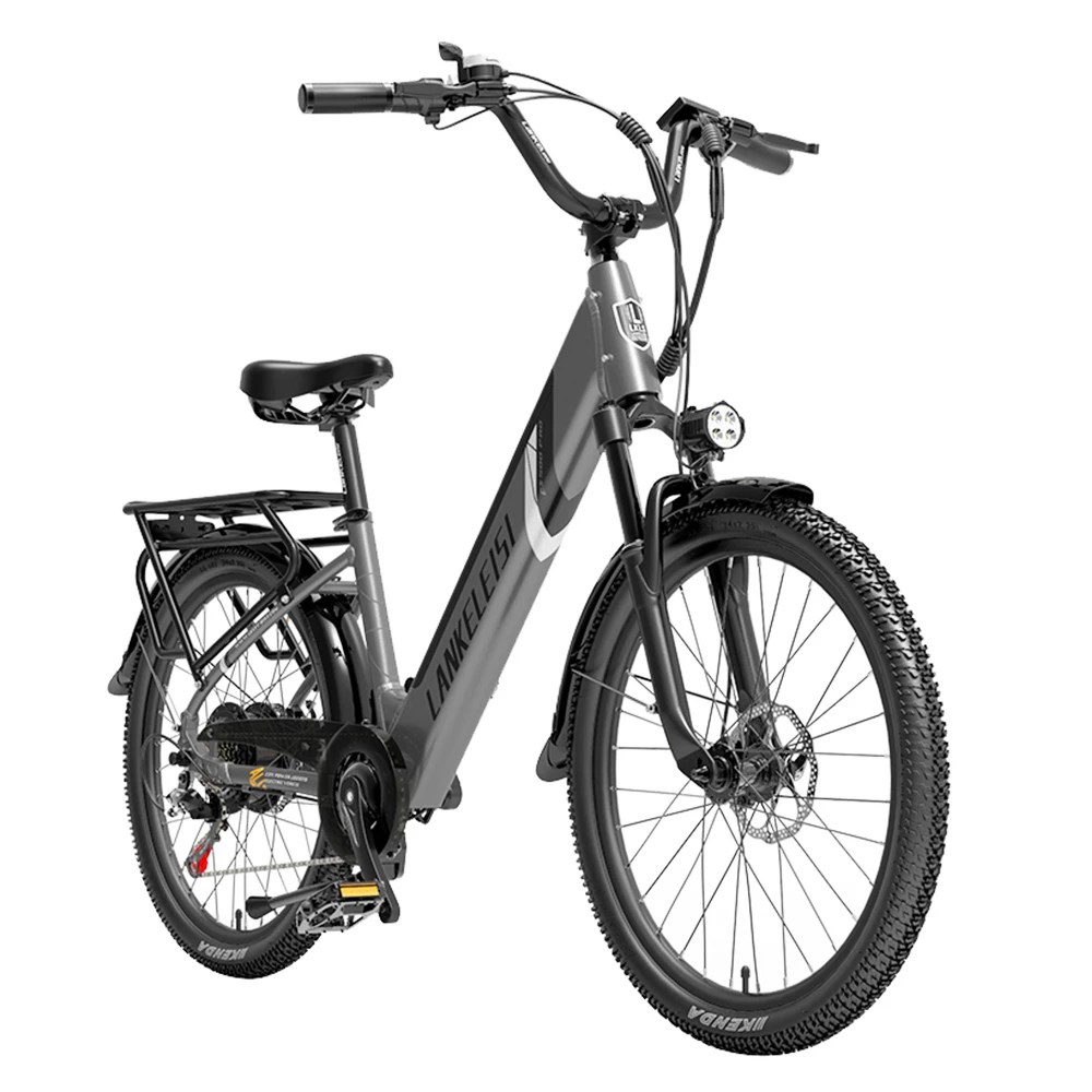 LANKELEISI ES500PRO Electric Bike 500W Motor 48V 16Ah Battery 24'' Tire 32km/h Max Speed Shimano 7 Speed Gear - Grey 5 LANKELEISI ES500PRO Electric Bike 500W Motor 48V 16Ah Battery 24'' Tire 32km/h Max Speed Shimano 7 Speed Gear - Grey - Image 3