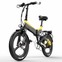 LANKELEISI G650 Electric Folding Bike 400W Motor 14.5Ah Battery 20 inch Tire for Commuting - Yellow -Sports Shop LANKELEISI G650 Electric Folding Bike 400W Motor Yellow 507642 2