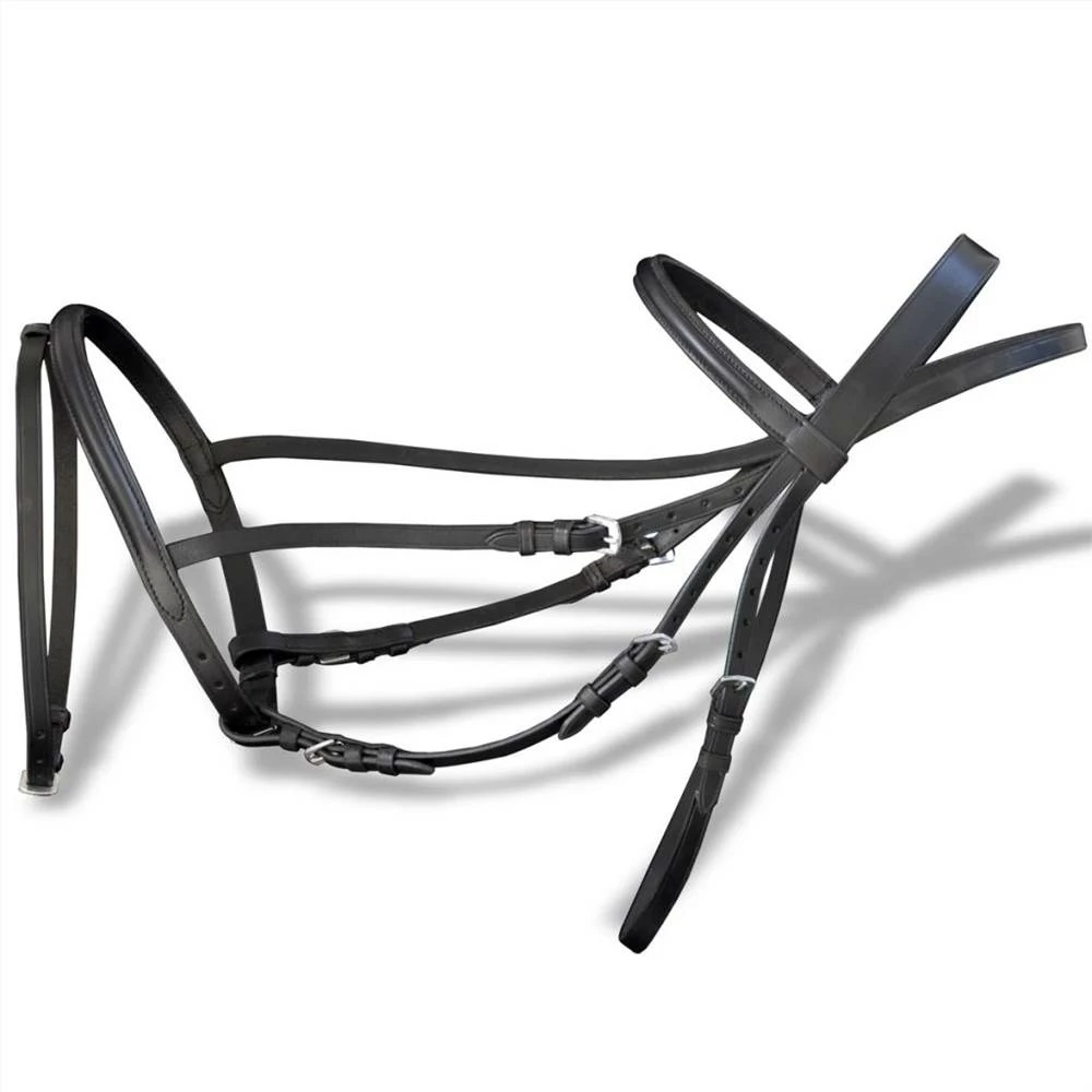 Leather Flash Bridle with Reins and Bit Black Full 4 Leather Flash Bridle with Reins and Bit Black Full - Image 2