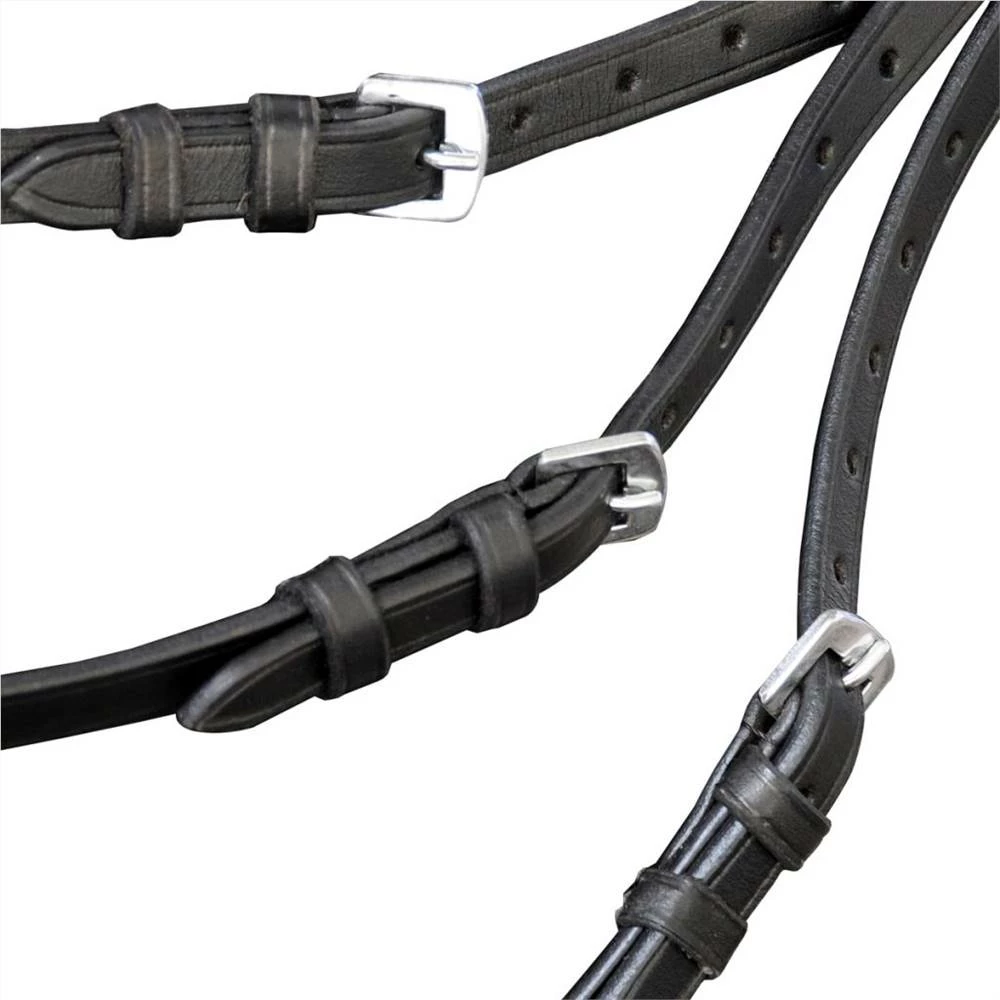 Leather Flash Bridle with Reins and Bit Black Full 5 Leather Flash Bridle with Reins and Bit Black Full - Image 3