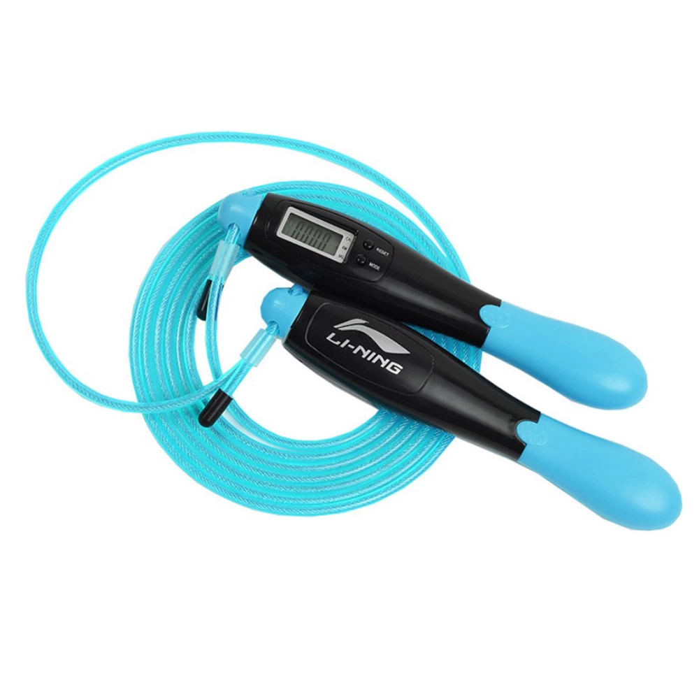 LI-NING Counting Electronic Skipping Rope 2.8m Length Adjustable HD Display Durable Wire Rope Double Button ABS Anti-slip Handle Four Modes - Blue 3 LI-NING Counting Electronic Skipping Rope 2.8m Length Adjustable HD Display Durable Wire Rope Double Button ABS Anti-slip Handle Four Modes - Blue