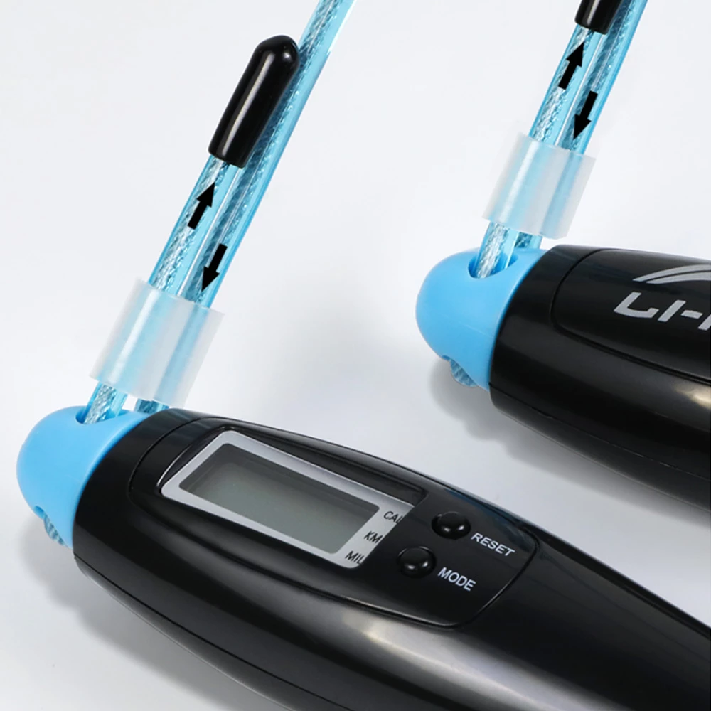 LI-NING Counting Electronic Skipping Rope 2.8m Length Adjustable HD Display Durable Wire Rope Double Button ABS Anti-slip Handle Four Modes - Blue 5 LI-NING Counting Electronic Skipping Rope 2.8m Length Adjustable HD Display Durable Wire Rope Double Button ABS Anti-slip Handle Four Modes - Blue - Image 3