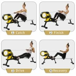 Merax Magnetic Rowing Machine with LCD Monitor, 46" Slide Rail, Compact Folding Rower for Home Cardio Workout - Yellow -Sports Shop MS195252AAL 455343 2