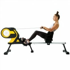 Merax Magnetic Rowing Machine with LCD Monitor, 46" Slide Rail, Compact Folding Rower for Home Cardio Workout - Yellow -Sports Shop MS195252AAL 455343 3