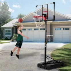Outdoor Portable Basketball Stand 18" Rim 6.6-10 Ft Adjustable Height For Youth & Adult Use - Black -Sports Shop MS196479AAJ 455615 2