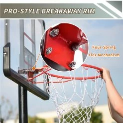 Outdoor Portable Basketball Stand 18" Rim 6.6-10 Ft Adjustable Height For Youth & Adult Use - Black -Sports Shop MS196479AAJ 455615 4