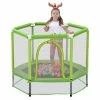 55" Toddlers Trampoline with Safety Enclosure Net and Ocean Balls, Indoor Outdoor Mini Trampoline for Kids - Green -Sports Shop MS197020AAF 455313 4