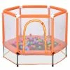 55" Toddlers Trampoline with Safety Enclosure Net and Ocean Balls, Indoor Outdoor Mini Trampoline for Kids - Orange -Sports Shop MS197020AAG 455315 0