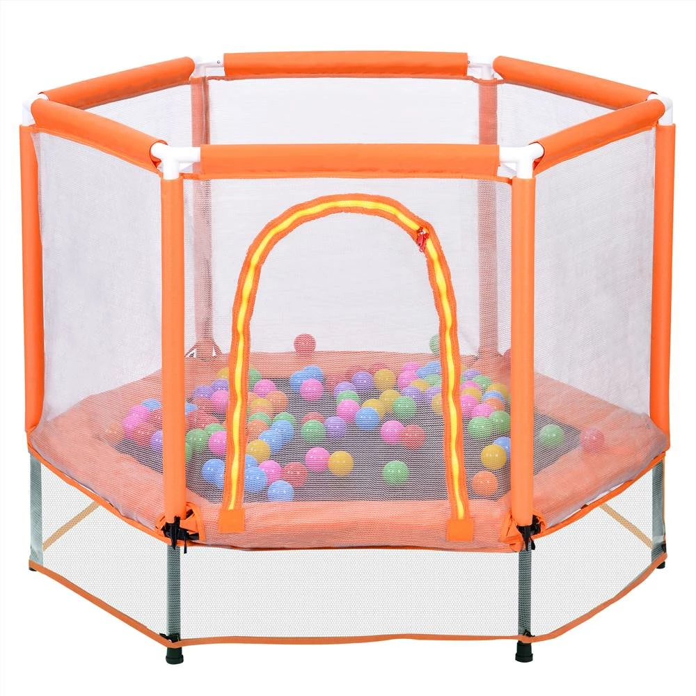 55" Toddlers Trampoline with Safety Enclosure Net and Ocean Balls, Indoor Outdoor Mini Trampoline for Kids - Orange 3 55" Toddlers Trampoline with Safety Enclosure Net and Ocean Balls, Indoor Outdoor Mini Trampoline for Kids - Orange