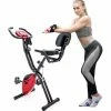 Merax X-Bike Exercise Bike Magnetic Folding Fitness Bike 2.5 kg Flywheel LCD Display For Cardio Workout Cycling Indoor Exercise Training - Black Red -Sports Shop Merax X Bike Magnetic Folding Fitness Bike Black 892921