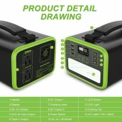 NECESPOW N300 320W Portable Power Station, 281Wh/88000mAh LiFePo4 Battery Solar Generator, Pure Sine Wave AC Outlet, PD 65W Charging, LED Flashlight, 7 Outputs 11 NECESPOW N300 320W Portable Power Station, 281Wh/88000mAh LiFePo4 Battery Solar Generator, Pure Sine Wave AC Outlet, PD 65W Charging, LED Flashlight, 7 Outputs -Sports Shop NECESPOW N300 320W Portable Power Station US Plug 517818 4