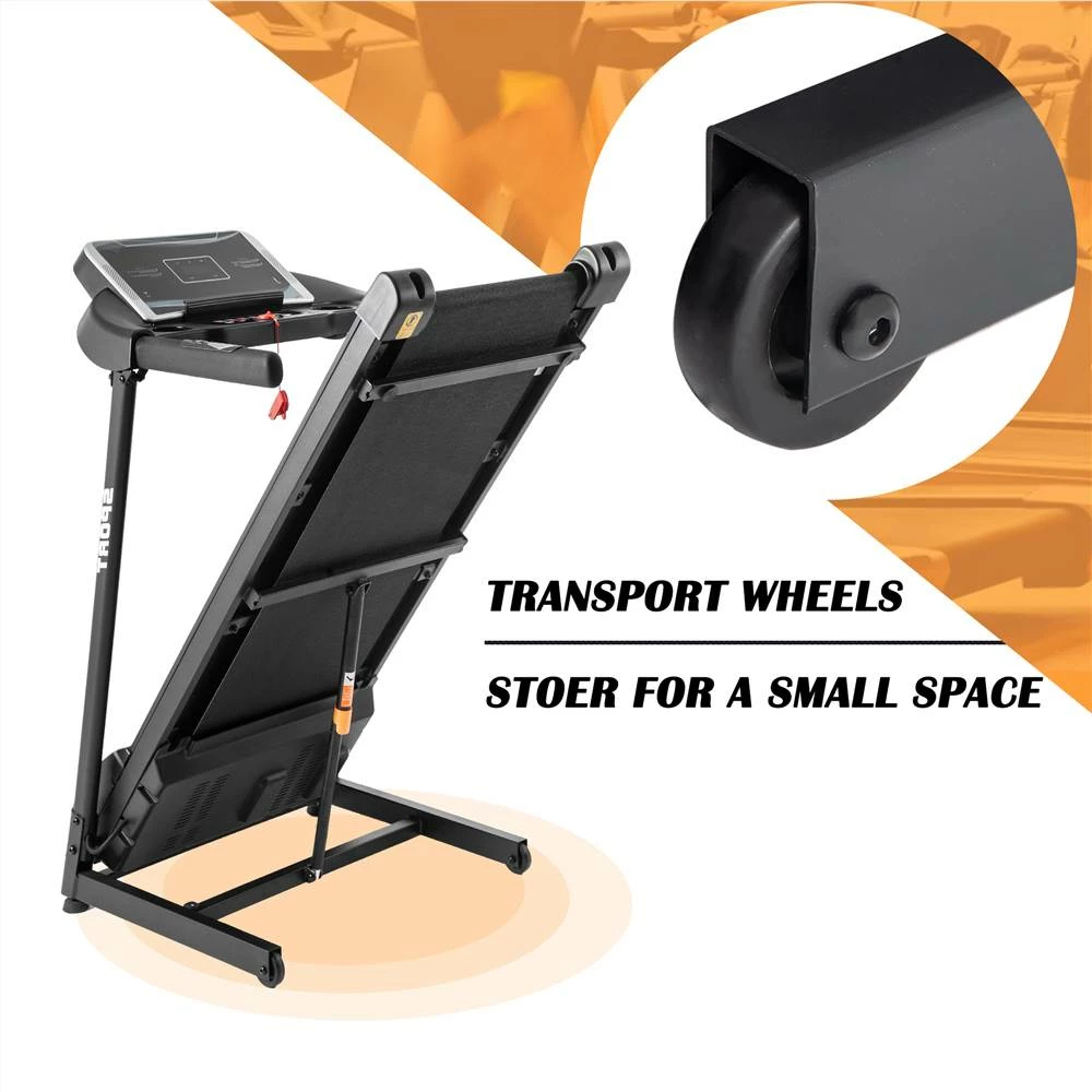 Merax 8030C Foldable Electric Treadmill Motorized Running Machine 1.5HP Motor Speed 3 Modes and 12 Automatic Programs with Large Display Transport Wheels Armrest Design - Black 4 Merax 8030C Foldable Electric Treadmill Motorized Running Machine 1.5HP Motor Speed 3 Modes and 12 Automatic Programs with Large Display Transport Wheels Armrest Design - Black - Image 2