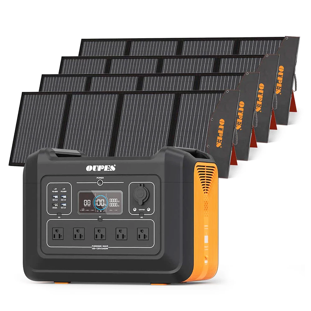 OUPES 2400W 2232Wh Portable Power Station + 4Pcs 240W Foldable Solar Panels Outdoor Power Supply Kit - US Plug 3 OUPES 2400W 2232Wh Portable Power Station + 4Pcs 240W Foldable Solar Panels Outdoor Power Supply Kit - US Plug