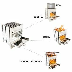 Outdoor Barbecu Grill Stainless Steel Foldable for BBQ, Cook Food, Boiling - Silver -Sports Shop Outdoor Barbecu Grill Foldable for BBQ Cook Food Boiling 498285 5