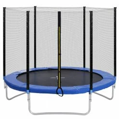 Outdoor Trampoline with Safety Enclosure Net and Padded Poles, 8FT Garden Trampoline 150KG Weight Capacity -Sports Shop Outdoor Trampoline with Safety Fence and Net Padded Poles 501457 2